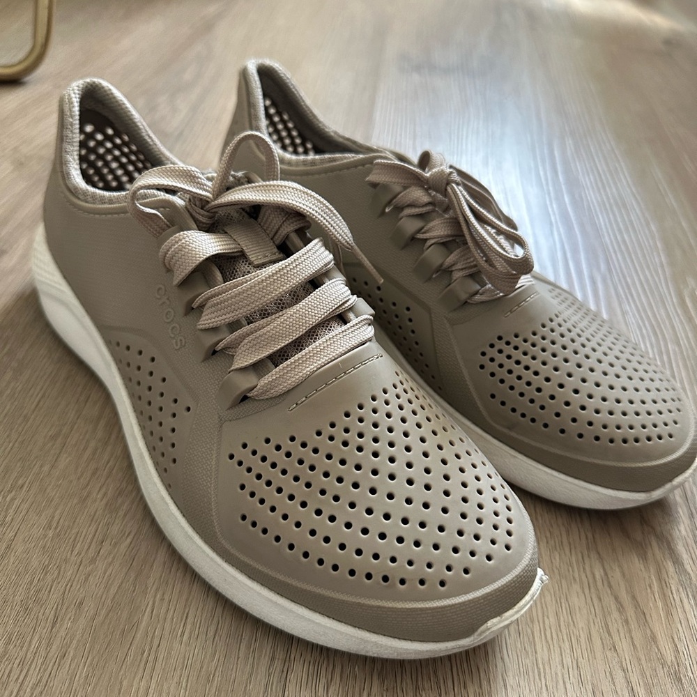 Tan Literide Crocs sneakers